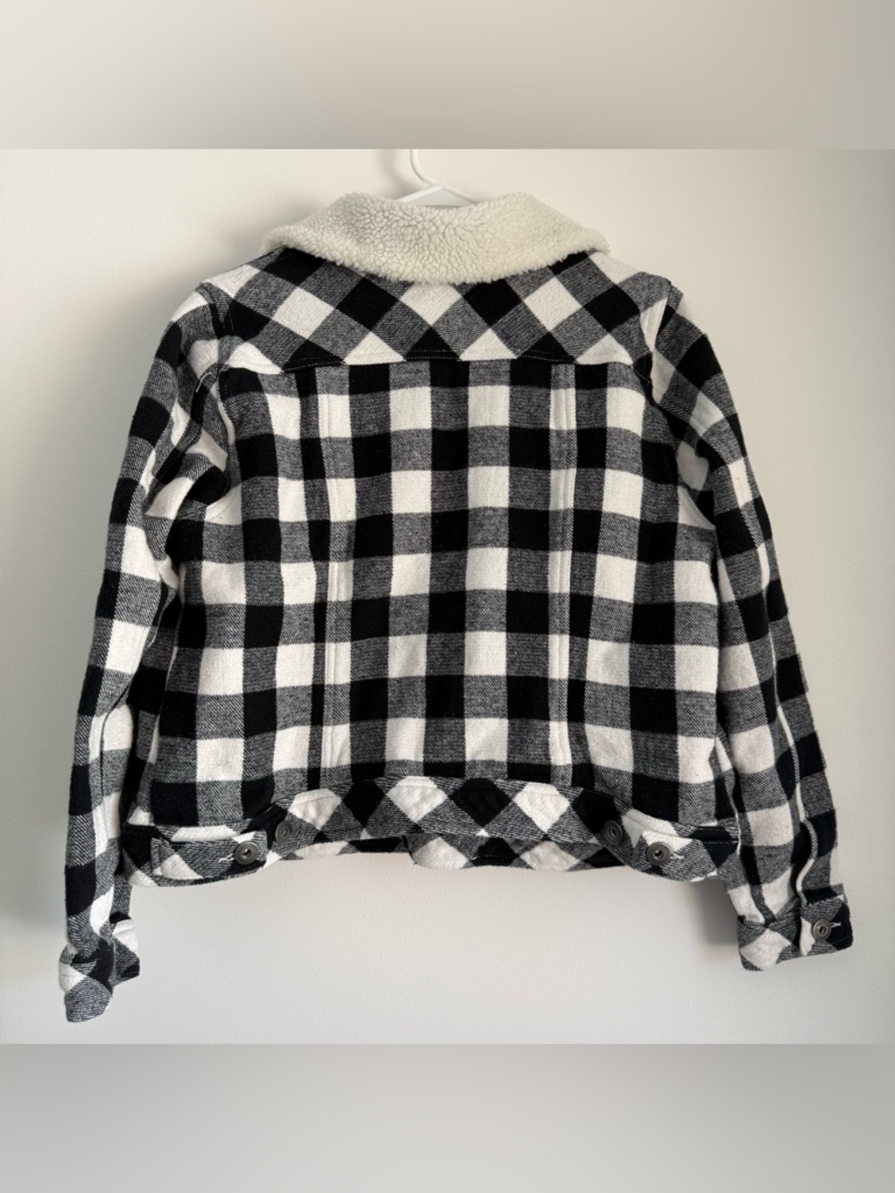 Torrid Black Plaid Brushed Twill & Faux Fur Collar Trucker Jacket Size 0 (Large) - Picture 8 of 12